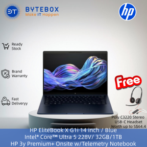 HP EliteBook X G1i Next Gen AI PC 14 Inch U5-228V 32GB 1TB 5MP+IR Touch（FREE POLY C3220 STEREO USB-C HEADSET）【Bytebox】