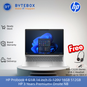 HP ProBook 4 G1i 14 inch  Core 5 120U 16GB 512GB 3 Years Premium Onsite （FREE POLY C3220 STEREO USB-C HEADSET）【Bytebox】