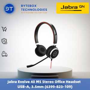 Jabra Evolve 40 MS Stereo Office Headset USB-A, 3.5mm (6399-823-109)【Bytebox】