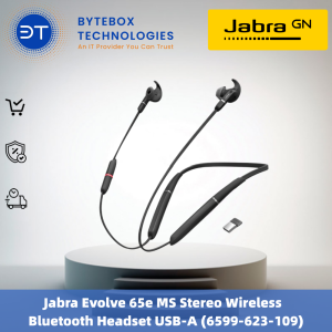 Jabra Evolve 65e MS Stereo Wireless Bluetooth Headset USB-A (6599-623-109)【Bytebox】
