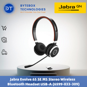 Jabra Evolve 65 SE MS Stereo Wireless Bluetooth Headset USB-A (6599-833-309)【Bytebox】