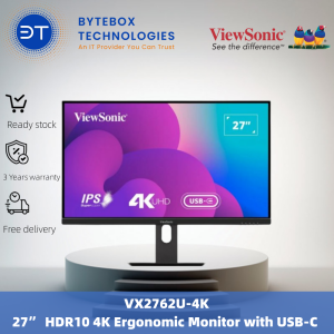 ViewSonic VX2762U-4K- 27” HDR10 4K Ergonomic Monitor with USB-C / 3 Years warranty 【Bytebox】